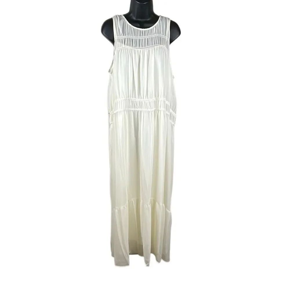 Cream Chiffon Maxi Dress NEW M